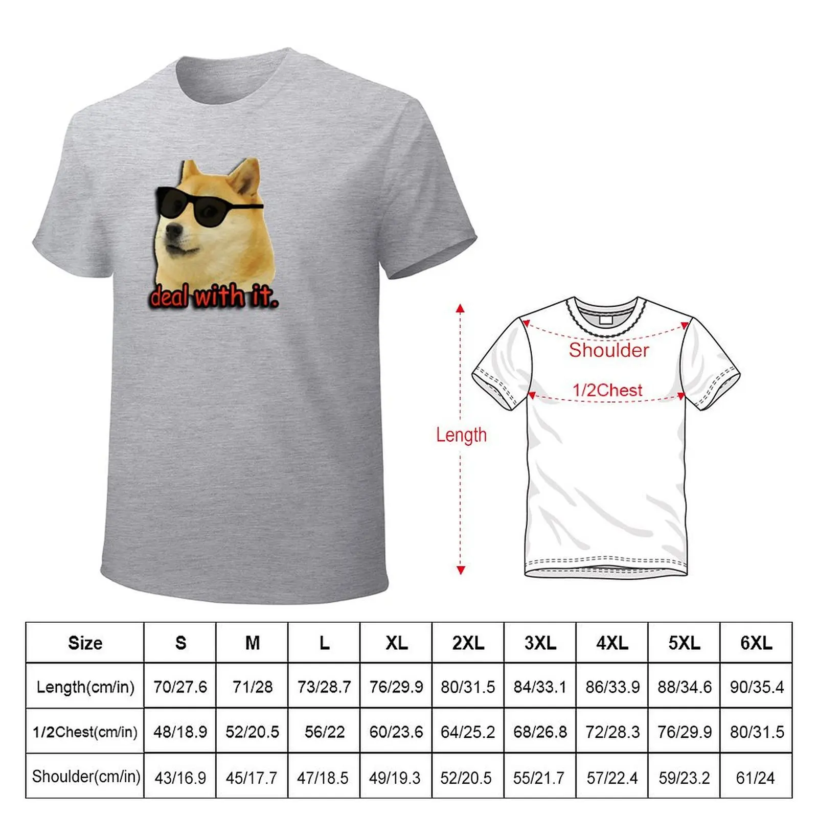 Doge deal with it dog meme T-Shirt new edition cute tops aesthetic clothes anime tshirts for men