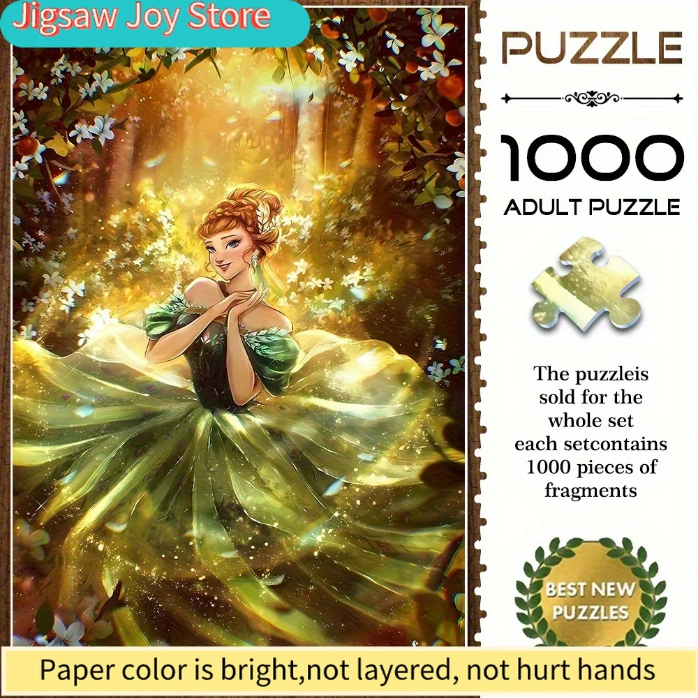 

1000pcs Frozen Elsa Puzzle - 74.98cm x 50.01cm Thick DIY Jigsaw, Vibrant Snowy Forest Design with Sparkling Lights, Perfect fo