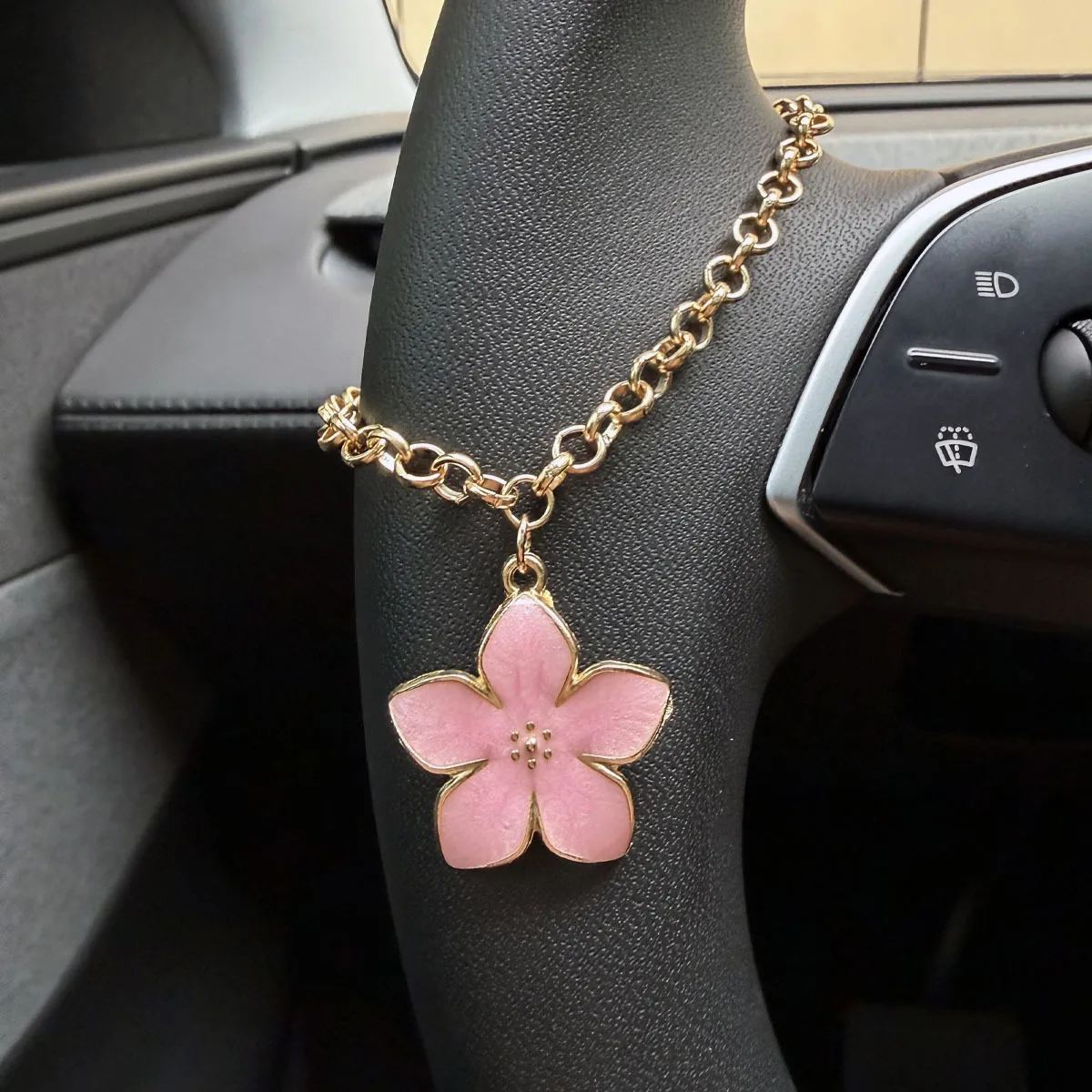Cherry Flower Chain Car Steering Wheel Decoration Exquisite Elegant Car Interior Decoration Unique Bracelet Pendant Car Hanging