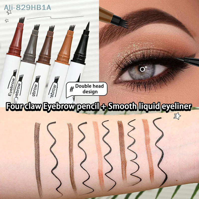 Penna per Eyeliner liquido a quattro artigli a doppia testa adatta per ciglia sopracciglia impermeabile antisudore Anti sbavature asciugatura rapida