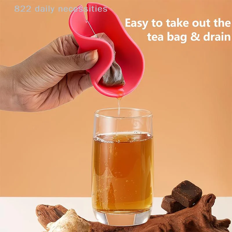 convenientSilicone Tea Bag Holder Handle Squeezer Combo With Reusable Mug Lid For Innovative Tea Brewing Solution