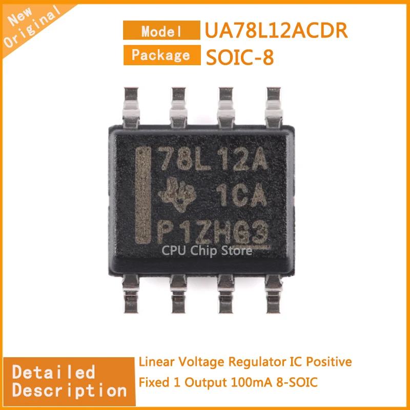 20Pcs/Lot  New Original  UA78L12ACDR  UA78L12  Linear Voltage Regulator IC Positive Fixed 1 Output 100mA 8-SOIC