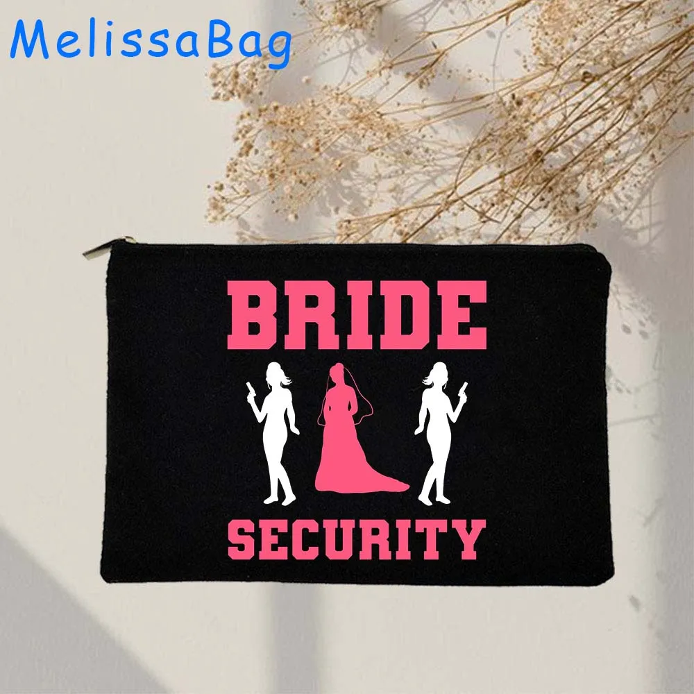 Funny Wedding Bride Team Letters Bachelor Team Bridesmaid Married Gift Canvas Cosmetic Bags Makeup Bag Pencil Case Zipper Pouch