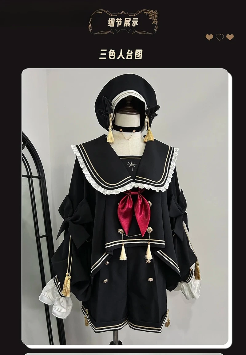 ญี่ปุ่นOriginal Lolita GorgeousวิทยาลัยชุดสาวหวานNavy Collarเสื้อแขนยาวและกางเกงขาสั้นเอวสูงตรงชุด