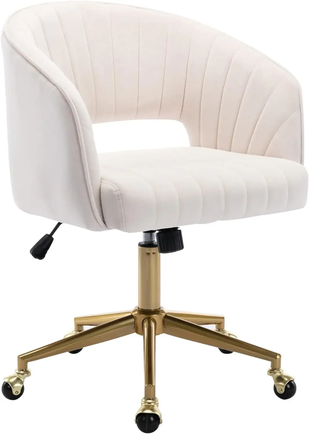 Office Chair Swivel Velvet Desk Chair Accent Armchair Upholstered Modern Tufted Chairs with Gold Base for Girls Women Ergon