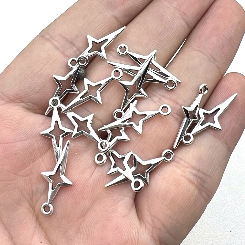 20/40PCS Retro cross star star star alloy jewelry accessories DIY earrings necklace pendant image 2