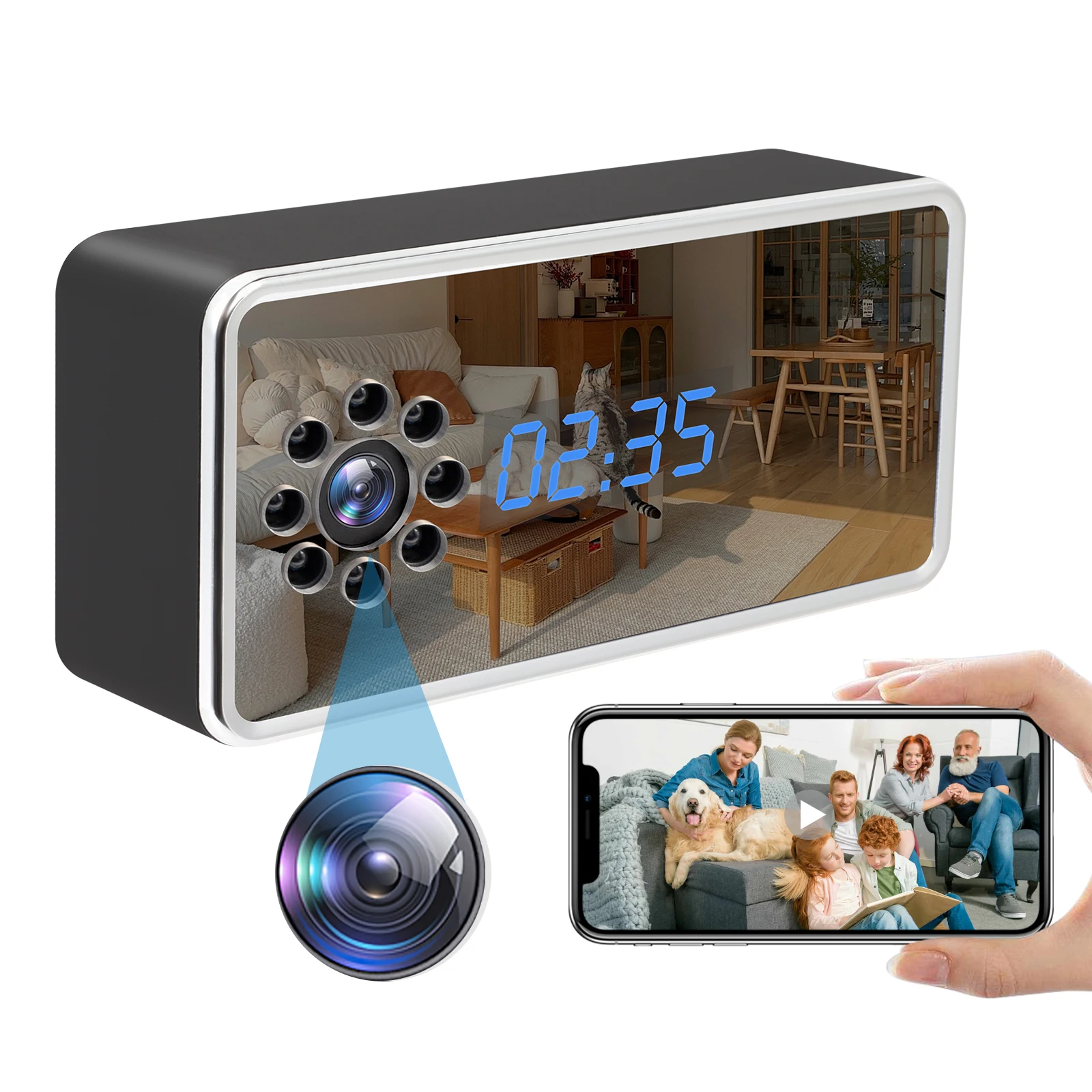 

Беспроводная камера 4k, домашняя камера безопасности с ночным видением, записью обнаружения движения, SD WiFi, внутренняя камера для няни, радионяня