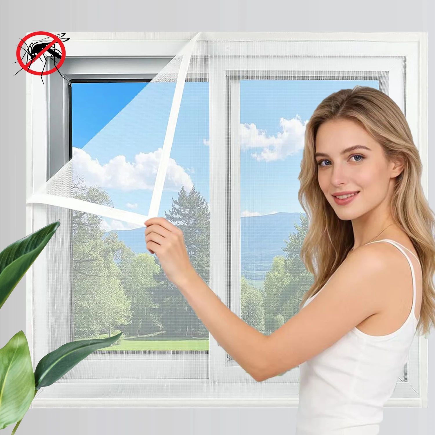 

Household mosquito screen, no-drill mosquito net, densely woven breathable insect-proof screen, self-adhesiveand easy to install