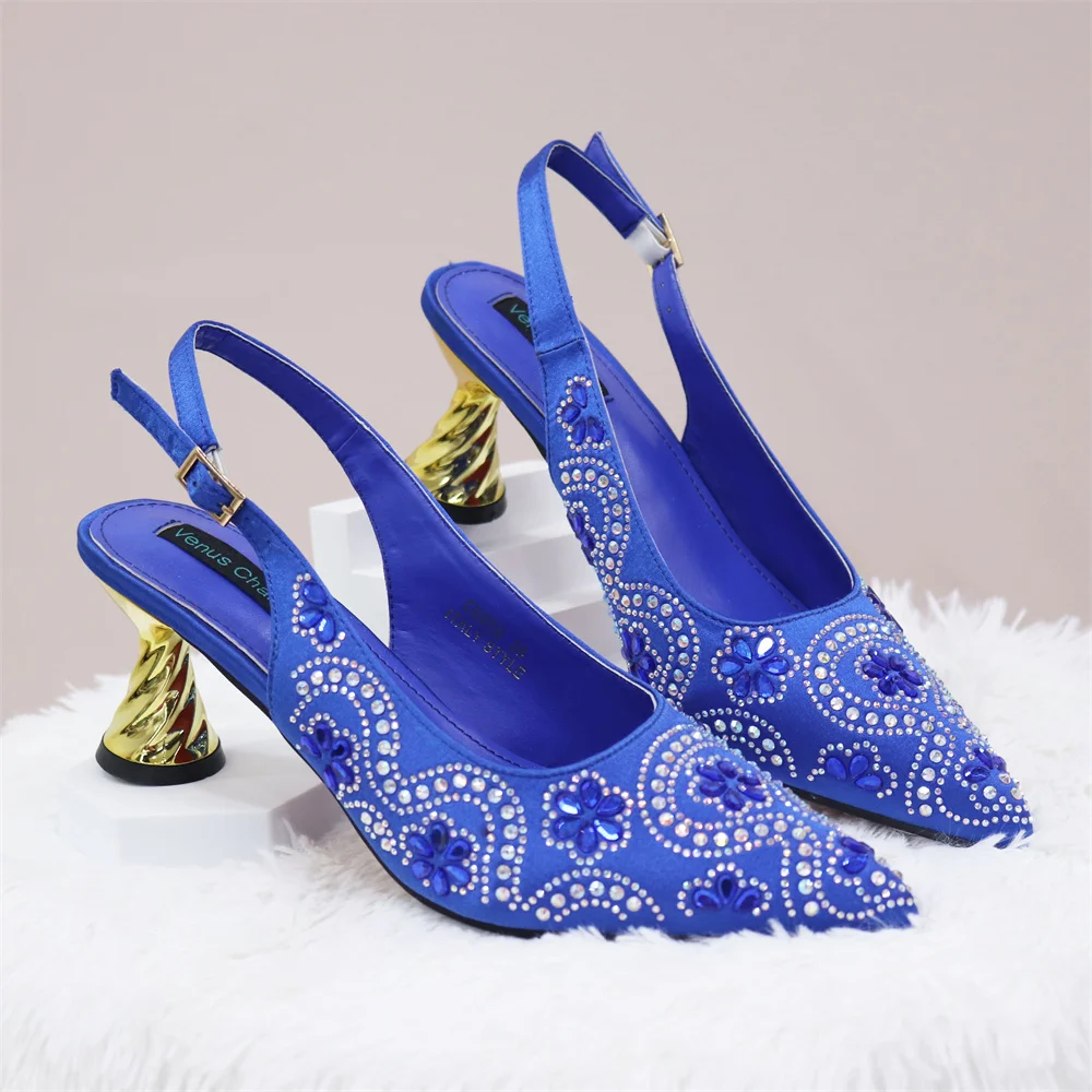 2024 Large Size Sandals Comfort Shoes for Women Espadrilles Platform High Heels Suit Female R.Blue Shallow Mouth