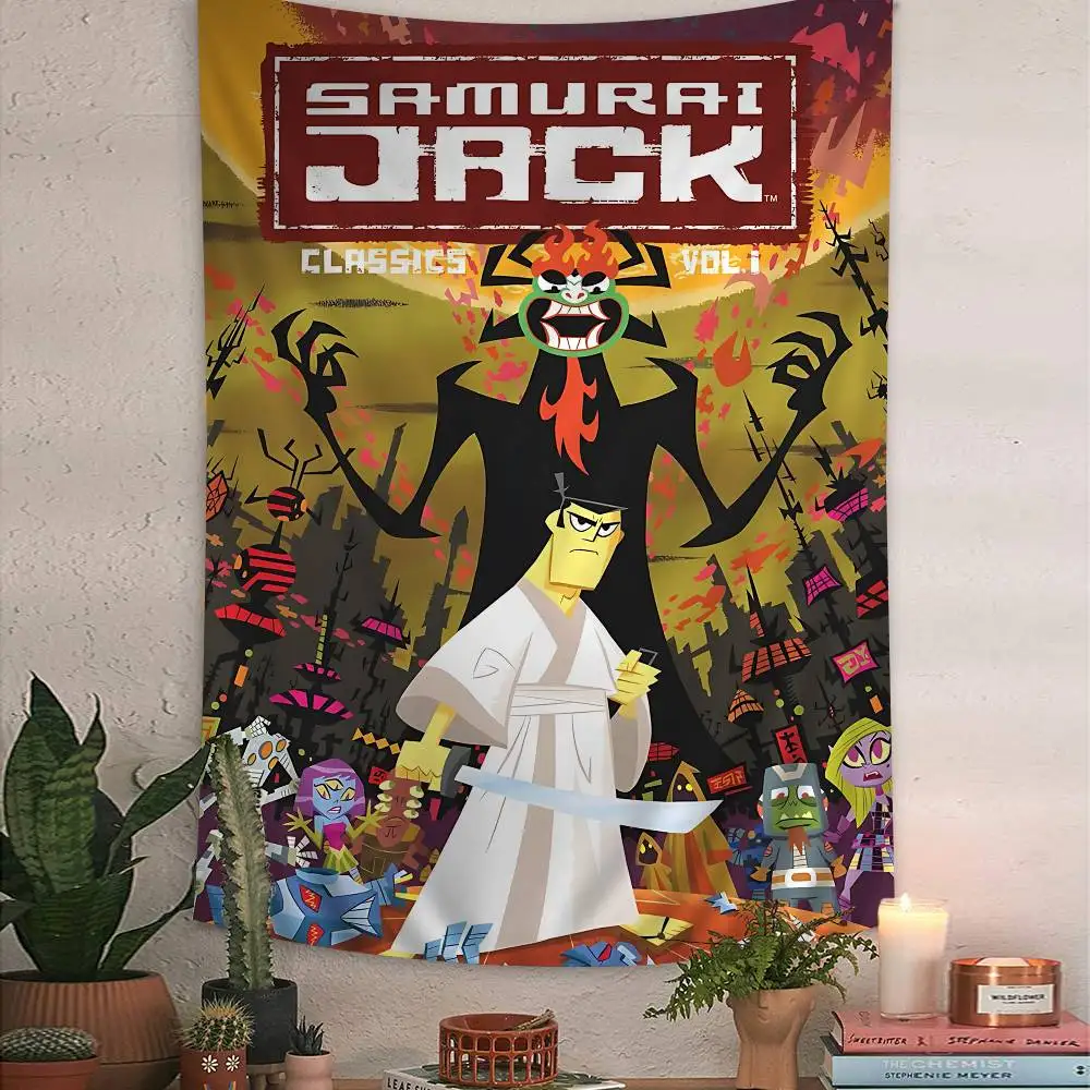 Animated series S-Samurai Jack cartoon Colorful Tapestry Wall Hanging Bohemian Wall Tapestries Mandala Wall Hanging Sheets