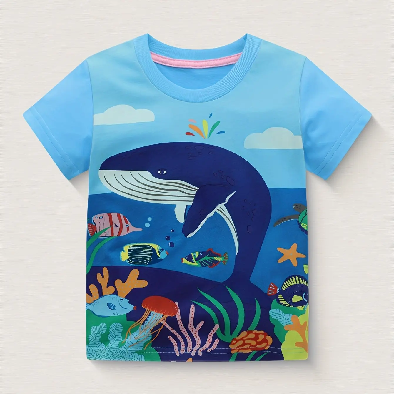 

3D Printed Cartoon Whale Print Kid's T shirt Casual Short Sleeve Top ，Short Sleeve Tees Top Kids Summer Clothes Fashion Top Boys