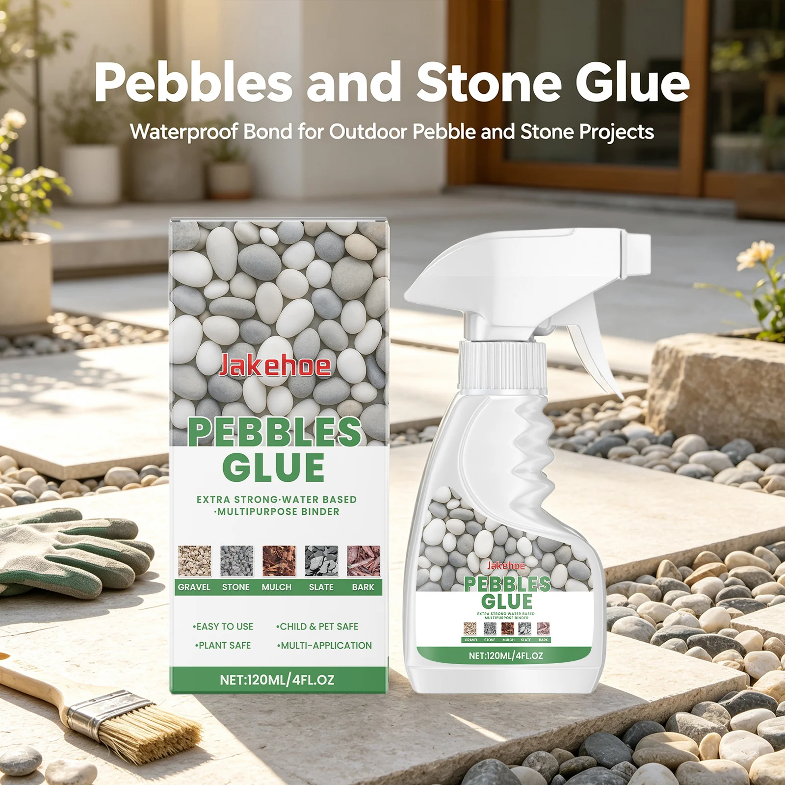 Pebble Glue Spray Rapid Film Formation Strong Adhesion Easy Construction Pet & Plant‑safe Water‑based Multipurpose Gravel Binder