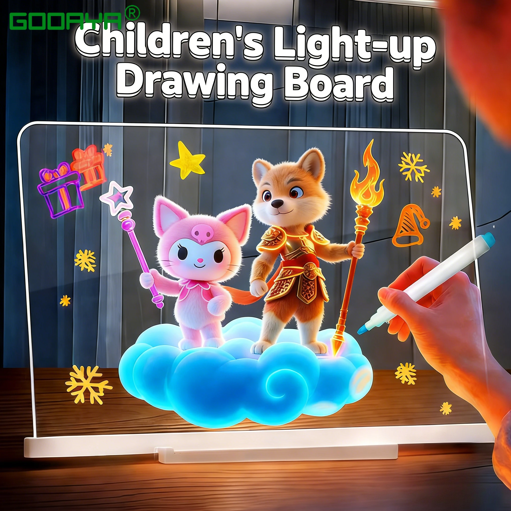 LED Note Board Night Light With Colorful 7 Pens DIY Acrylic Message Board Erasable Painting Drawing Board For Kids Birthday Gift