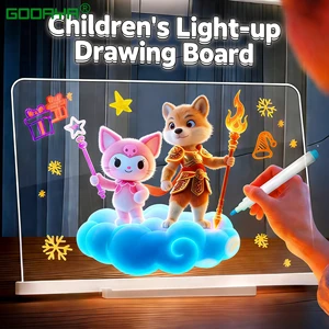 LED Note Board Night Light With Colorful 7 Pens DIY Acrylic Message Board Erasable Painting Drawing Board For Kids Birthday Gift