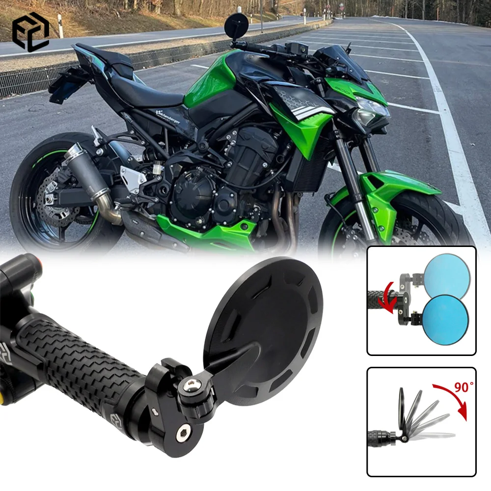 

Motorcycle Bar End Mirrors Handlebar Rearview For KAWASAKI ZH2 Z1000 R Z800 Z900RS Z400 CNC Aluminum Folding Moto Accessories