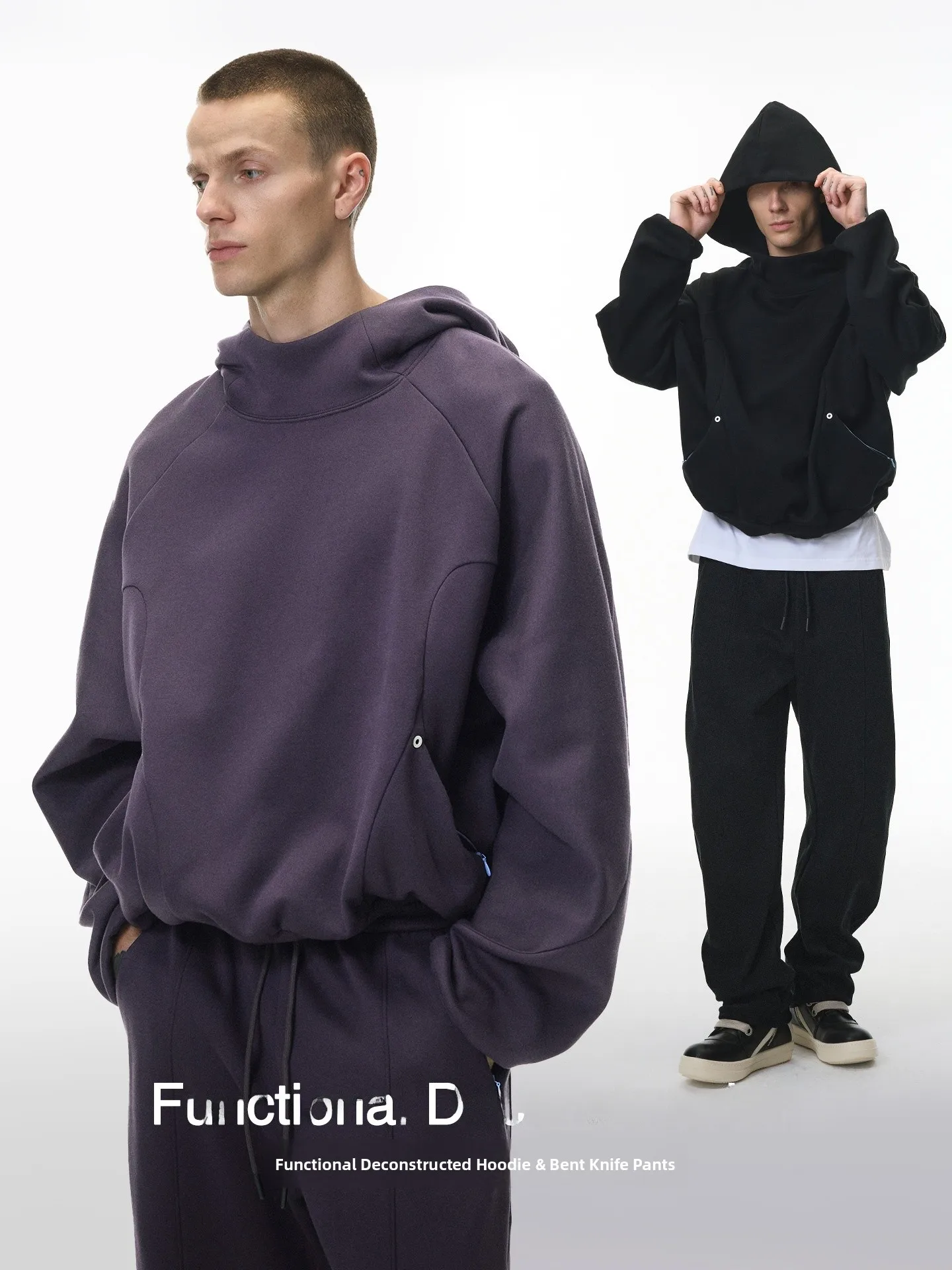 

Мужской комплект с капюшоном и брюками на подкладке Fce, теплый зимний наряд, длинный комплект из смеси хлопка све, дизайн ножа для пары