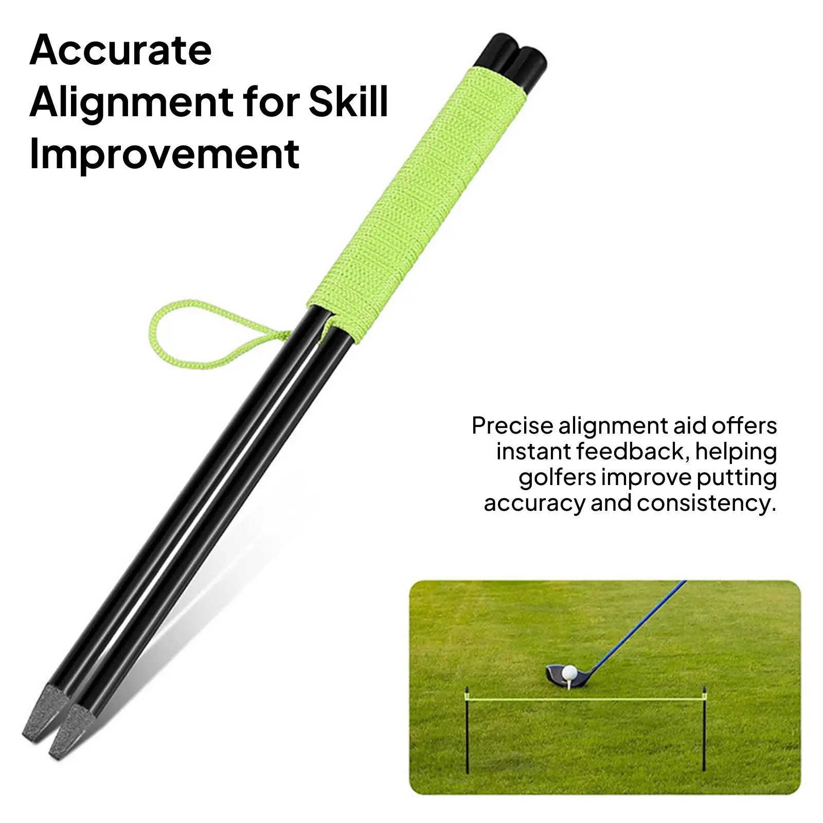 Golf Putting Aid String with Pegs Indoor Outdoor Use Accessory for Precision Trainer Tool Putting String Line Putting Guide Line