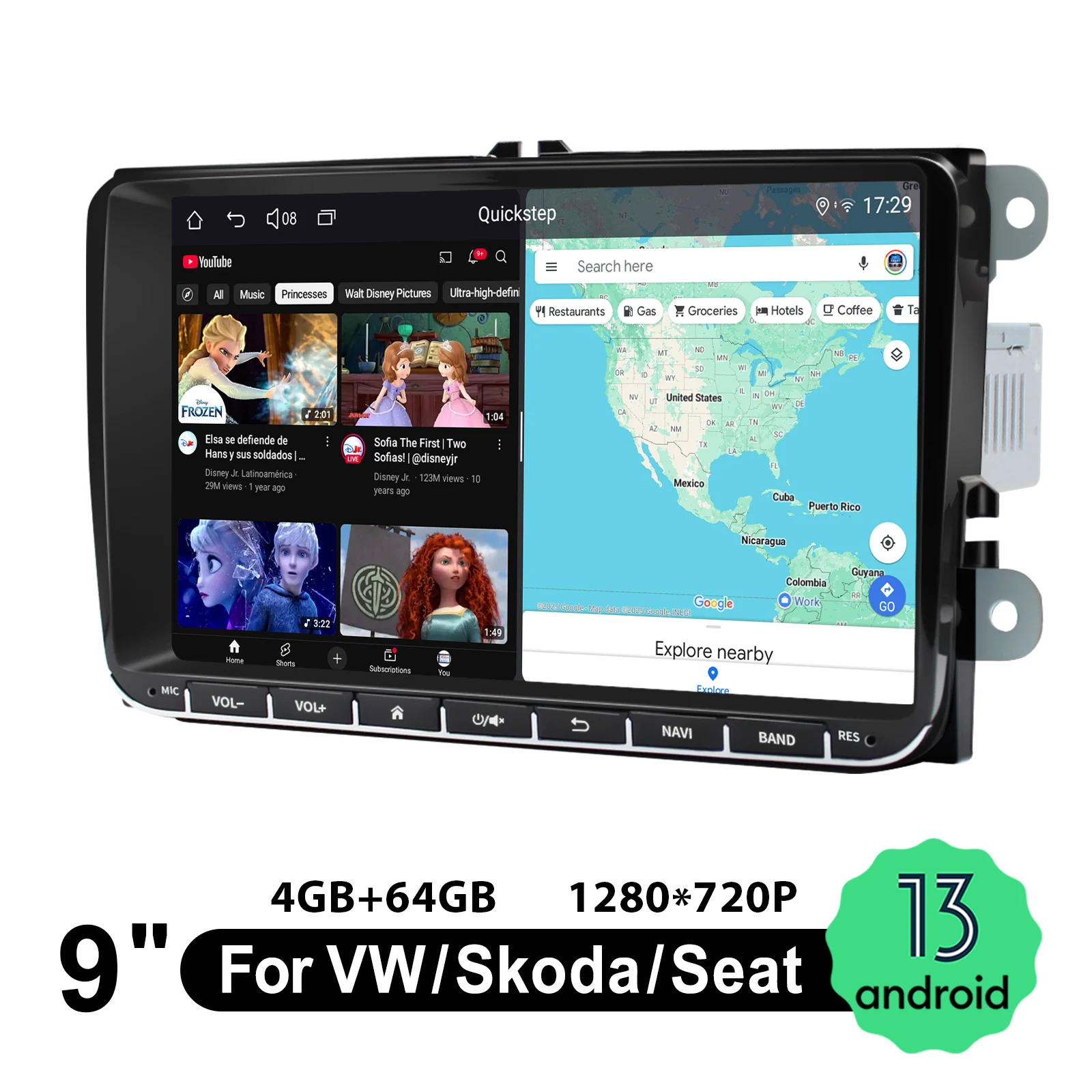 JOYING أحدث مشغل وسائط متعددة للسيارة مقاس 9 بوصات ستيريو راديو السيارة لسيارة VW/Skoda/Seat CarPlay اللاسلكية وأندرويد Auto بدون أسلاك إضافية