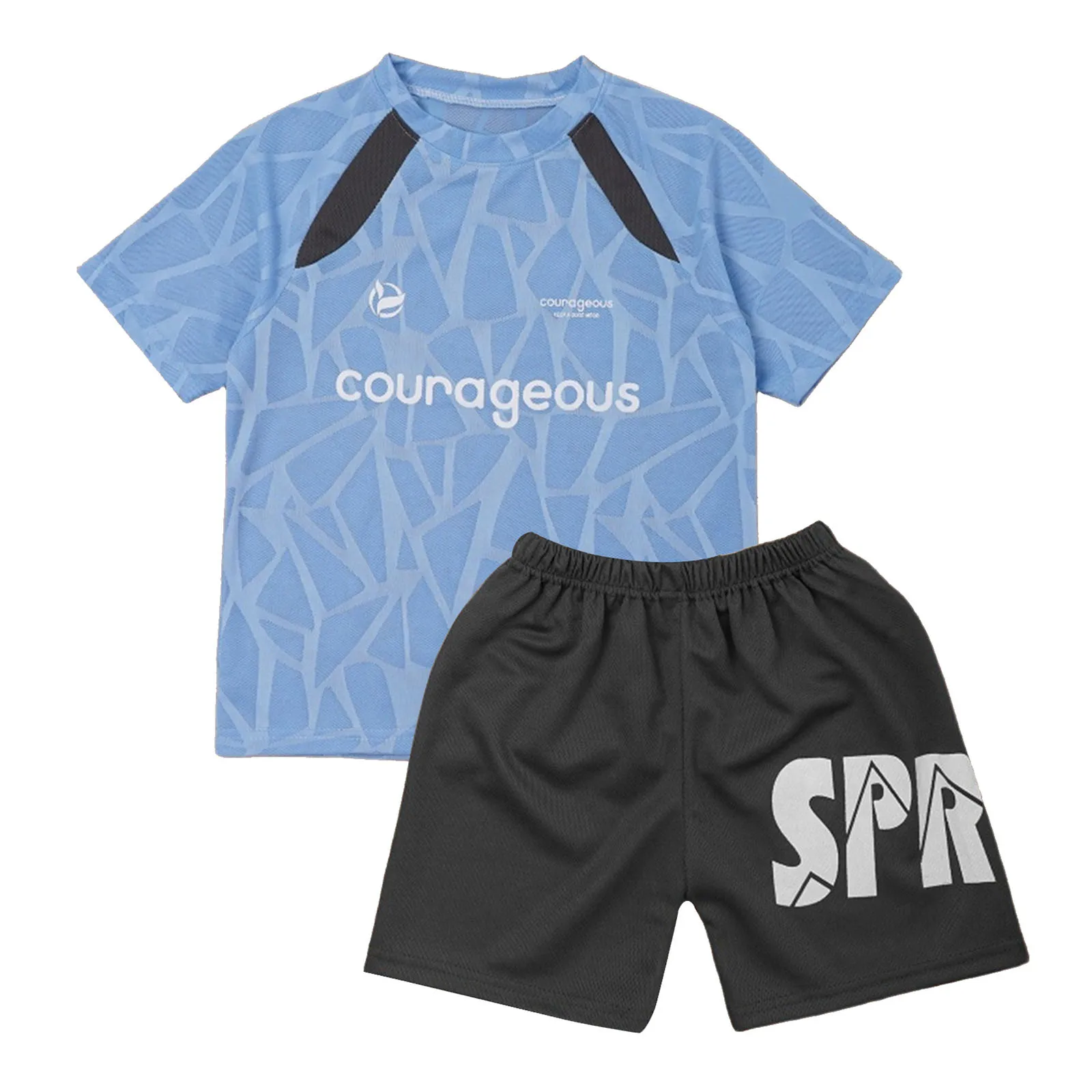 Teen Boys Quick-Drying Mesh Sports Suit Basketball Outfit Short Sleeve T-shirt with Shorts for Cycling Running Exercise Workout