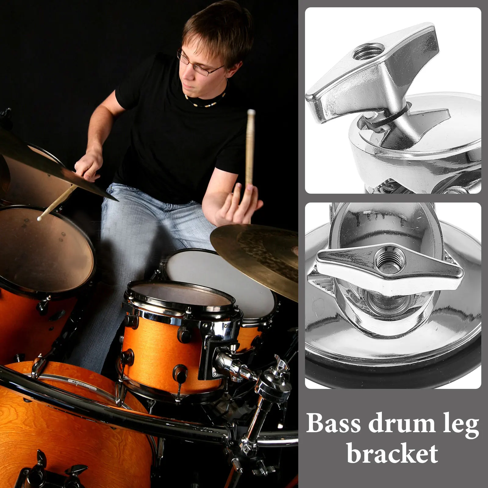 

Drum Saddle Regulator Floor Tom Bracket Tubing Clip Round Leg Legs Silver Plated for Drums