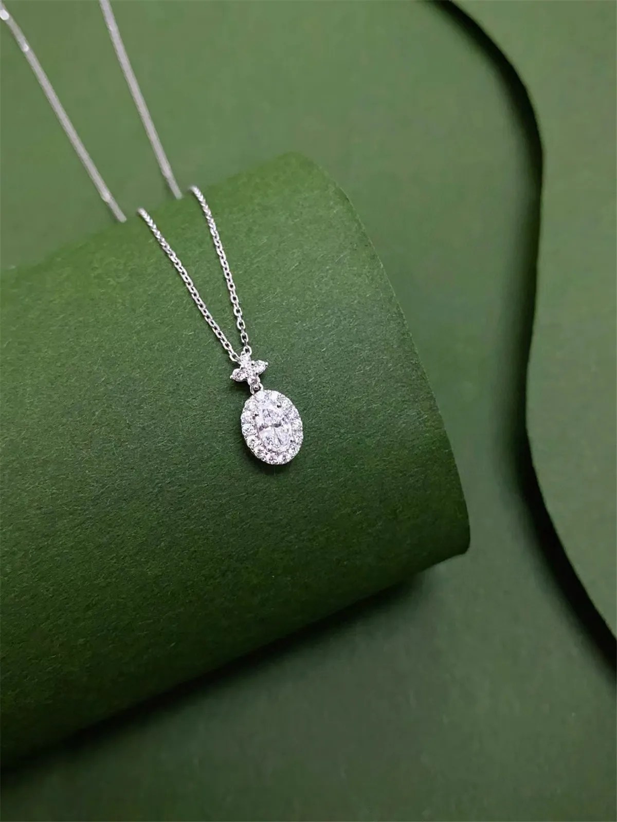 14K الذهب الصلبة الذهب الحقيقي مختبر نمت الماس البيضاوي 0.5CT قلادة غرامة مجوهرات الماس قلادة مخصصة بالجملة