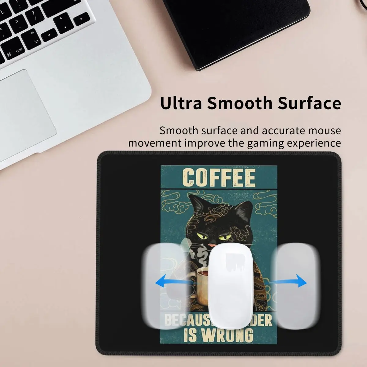 

Коврик для мыши с черным котом и кофе, коврик для компьютерной клавиатуры, коврик для мыши, игровой коврик для ноутбука, коврик для офисного стола
