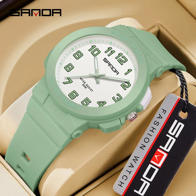 SANDA 6123 Quartz Watch Fashion Sports Outdoor Simple Waterproof Luminous Student Silicone Strap Wrist Watch for Boy and Girl