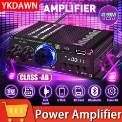 AK-360 Bluetooth 5.0 Car Home Audio Power Amplifier 2.0 Channel Home Mini Hi-Fi Class AB Amplifier with Bass and Treble Controls