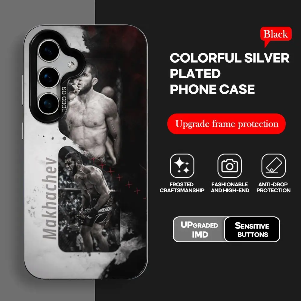 Fighting u-ufc Chimaev Cool Phone Case IMD Colorful Case Silver for Samsung Galaxy S24 S23 S22 S21S20 Plus Ultra