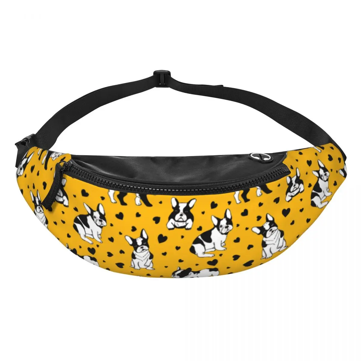 Fashion French Bulldog Hearts Fanny Pack for Travel Hiking Women Men Dog Lover Crossbody Waist Bag Phone Money Pouch