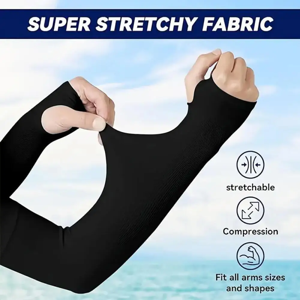 2 Pcs (1 Pair) Women's Ice Silky Fiber Fabric Arm Sleeves, Cooling Arm Covers for Running, Fishing, Cycling image 3