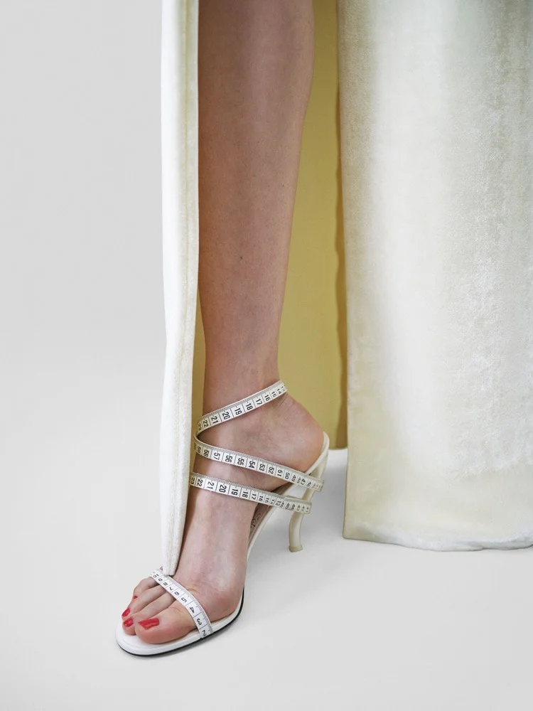 Cross-Strap Genuine Leather Bottom Round Toe Ruler Summer Women Sandals Strange Style High Heel Buckle Strap Large Size Shoes