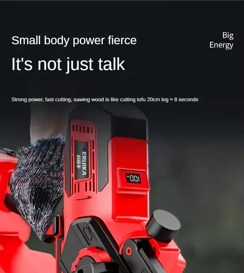 Motosserra compacta sem fio com bateria de lítio para corte de árvores e marcenaria