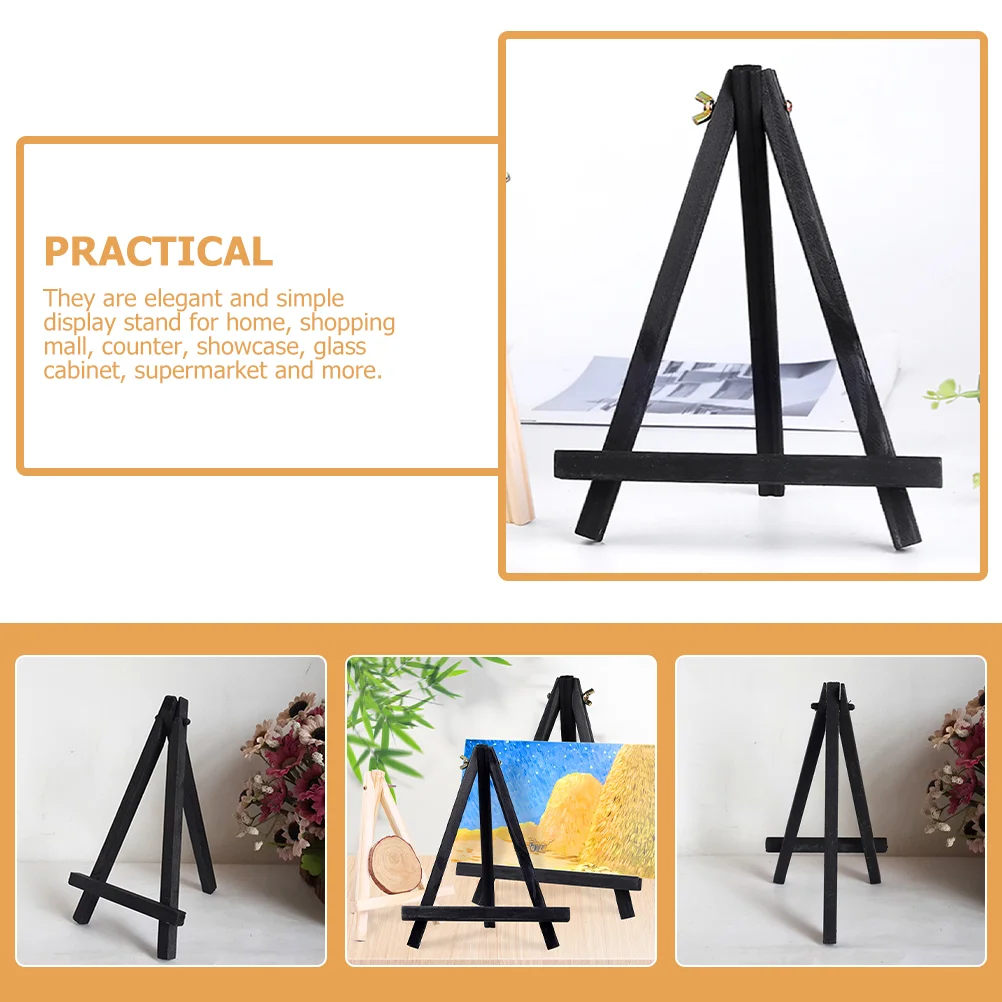 Mini Easel Wooden Tripod Canvas Stand Table for Kids Black Tabletop Display Easels Sketching Child