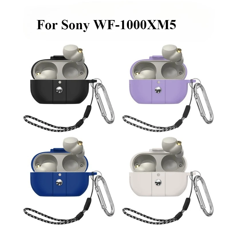 

Silicone Case Earphone Protective Case Shockproof Earphone Protector Cover Anti Scratch Portable Lanyard For Sony WF-1000XM5