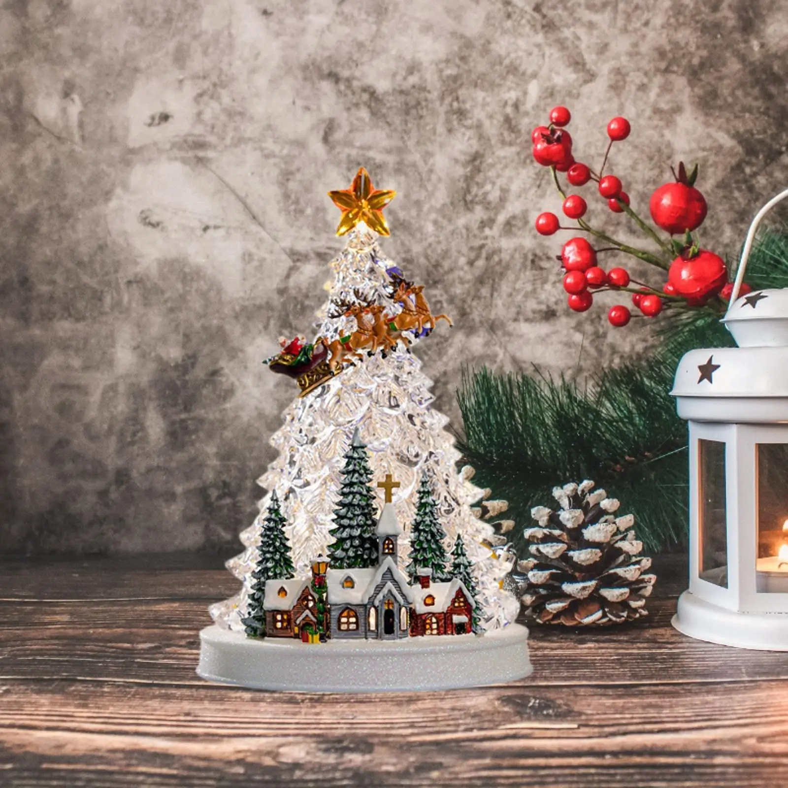 Christmas Tree Music Box with Light Musical Box for Desktop Cafes Office