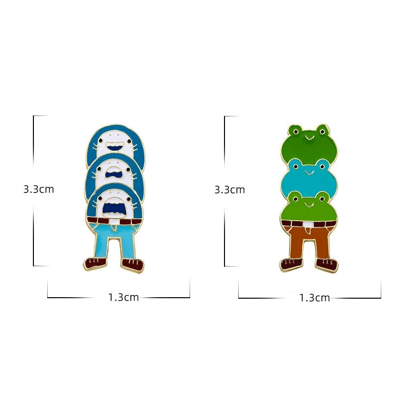 Cute Cartoon Animal Jenga Enamel Brooch Creative Funny Shark Frog Lapel Pin Badge Backpack Clothing Hat Accessories