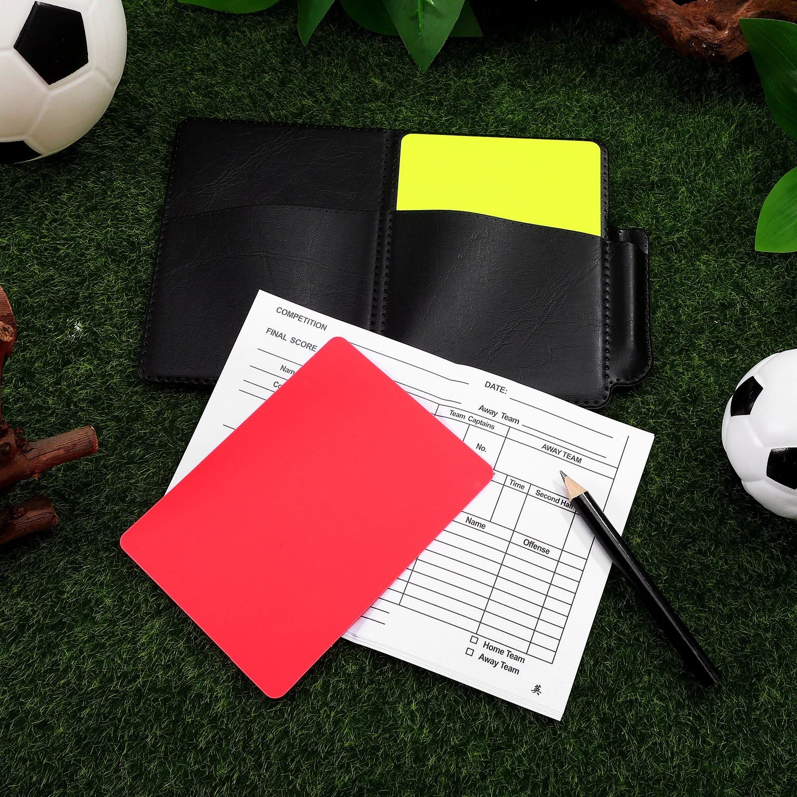 4 conjuntos de cartões vermelho amarelo conjunto árbitro pvc titular scorebook lápis ideal para futebol vôlei kit árbitro