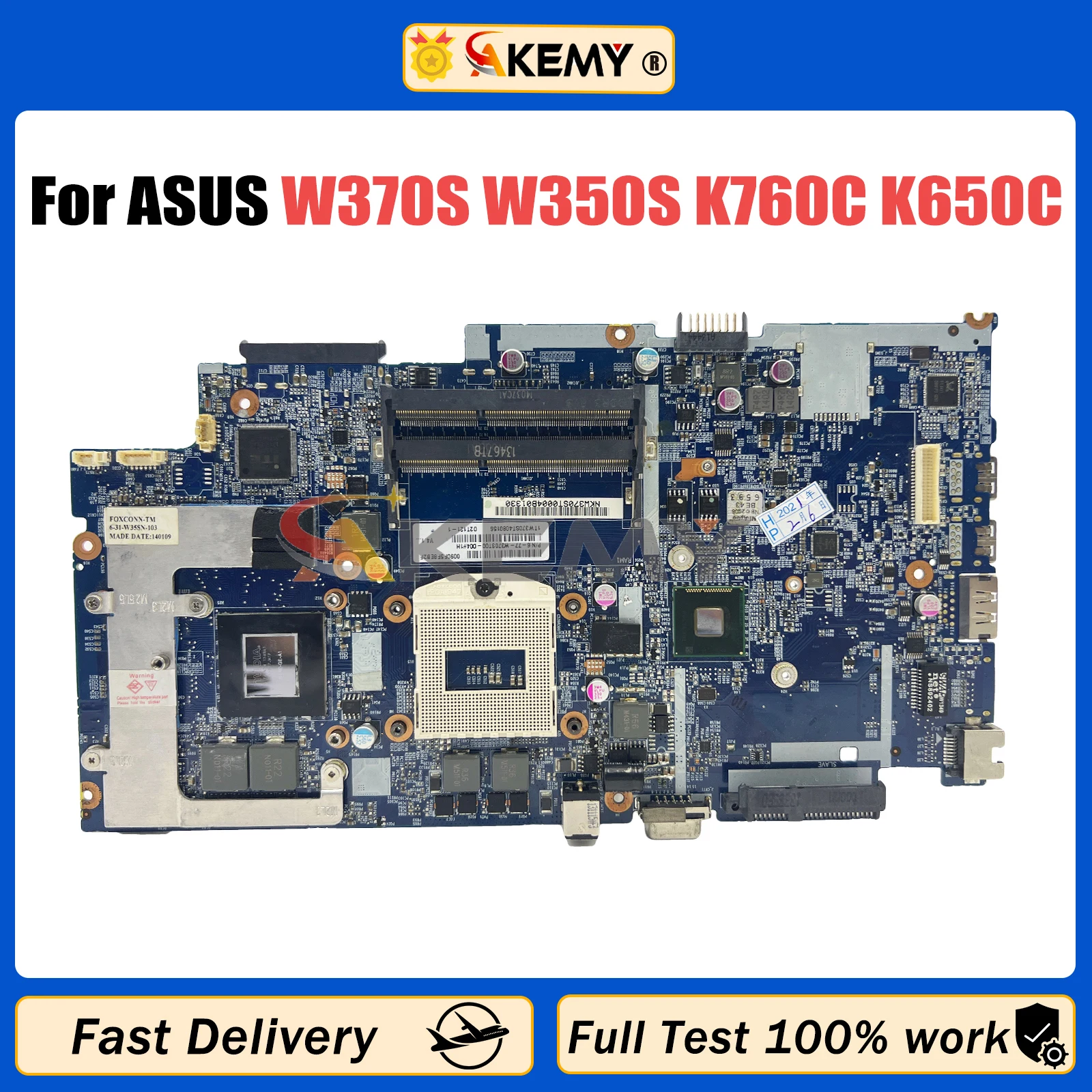 AKEMY W370S Mainboard For ASUS W350S K760C K650C W350ST W355ST 6-71-W35S0-D04 6-77-W355ST00-D04 Laptop Motherboard. GTX760M HM87