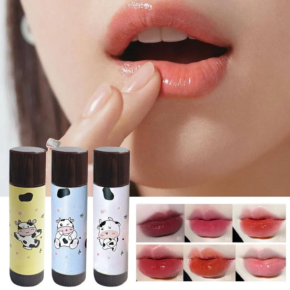 Pelembap bibir sapi lucu pelembap tahan lama nutrisi bibir mengurangi Anti hidrasi penuaan bibir lipstik garis anti-kering Ca C5z2