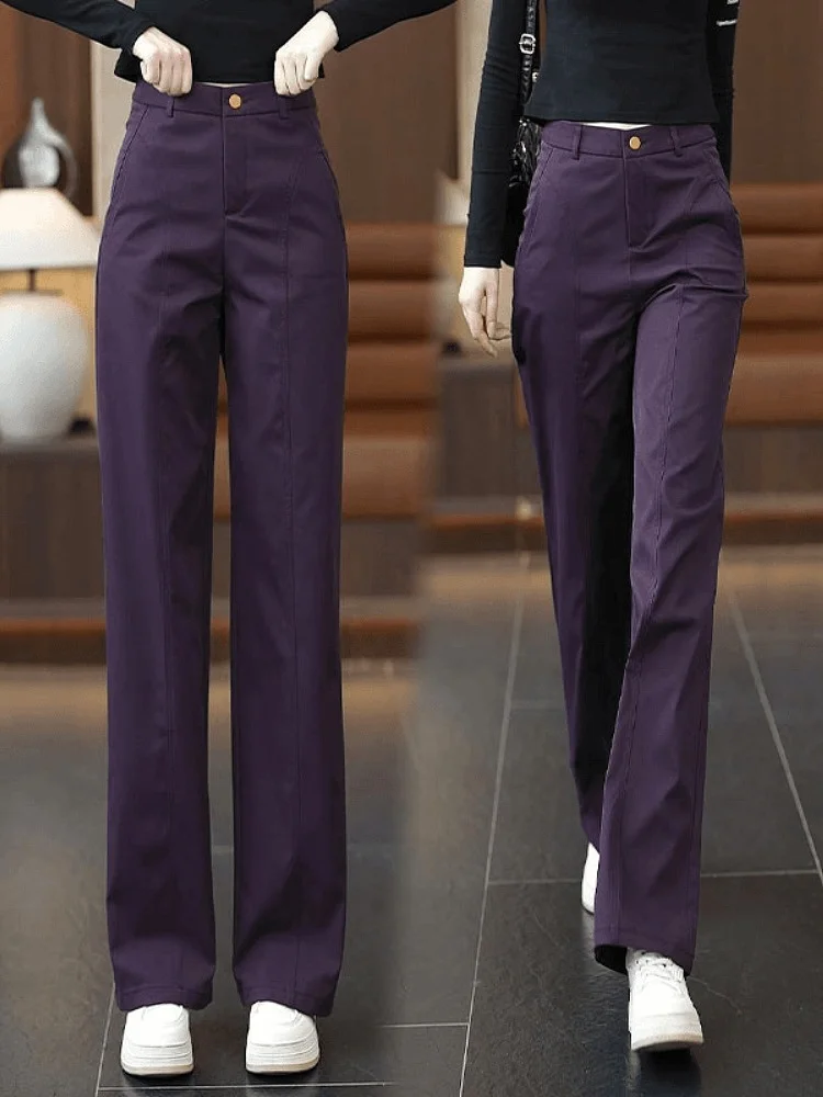 

Женские брюки с высокой талией, прямые, свободные, струящиеся, утягивающие, для ранней осени, модные, зауженные, широкие, повседневные