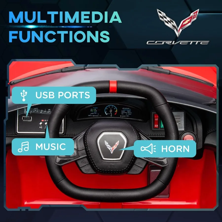 Elektroauto, 12-V-lizenziertes Kinderauto mit Elternfernbedienung, Aufhängungssystem, Scheinwerfer, langsamer Start, Kleinkindfahrt auf dem Auto für