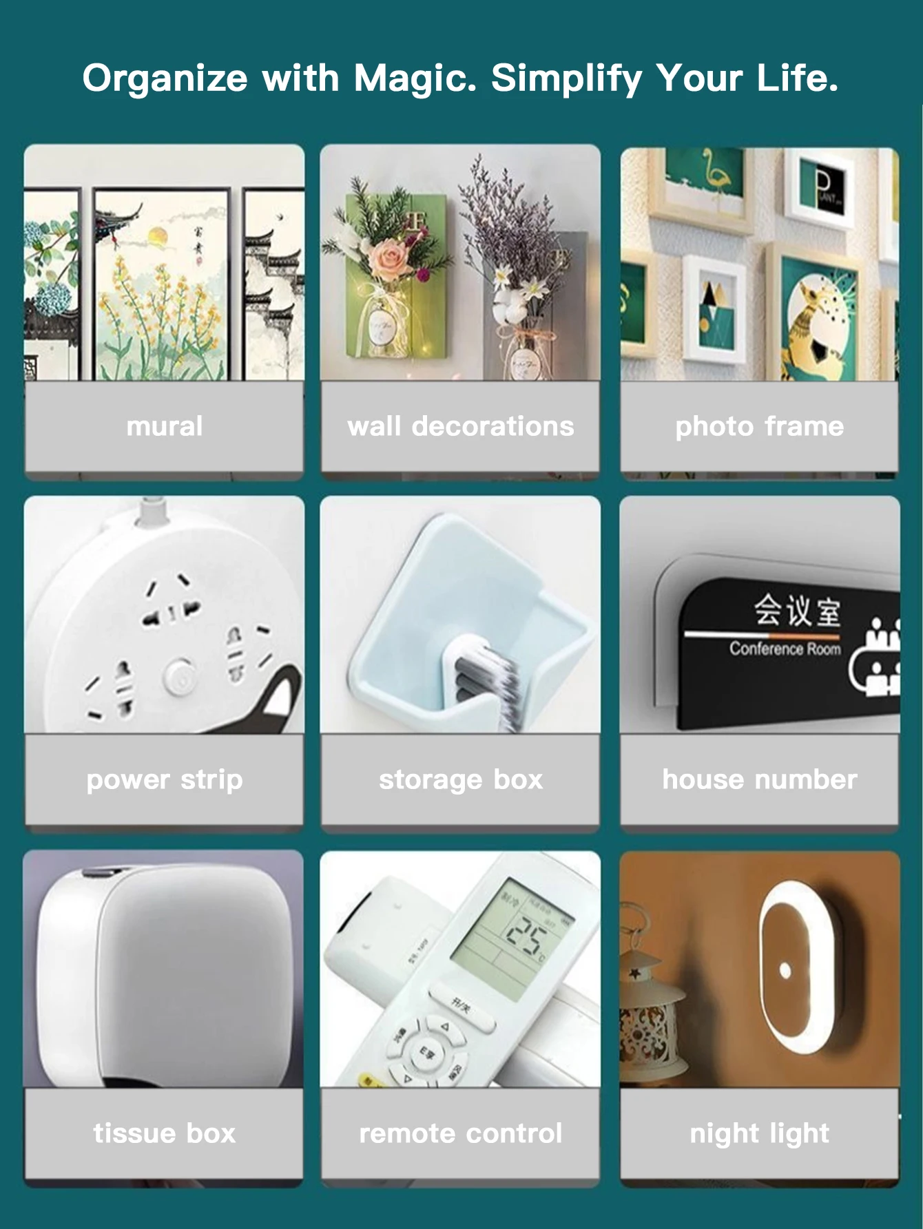 4/20 قطعة شرائط لاصقة بخطاف وحلقة قابلة لإعادة الاستخدام شديدة التحمل قابلة للإزالة لتركيب الحائط بدون بقايا لطريق إطار الصورة
