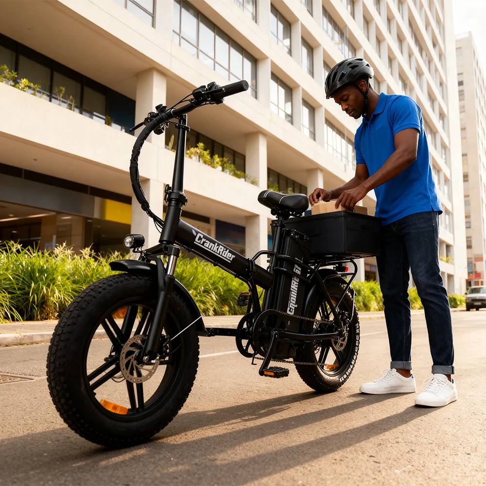 Chamrider DTS425 Eu Warehouse 20 Inch Fat Tire Electric City Bike 48V 32AH 25AH  Battery Folding Bike Electric Delivery Bike