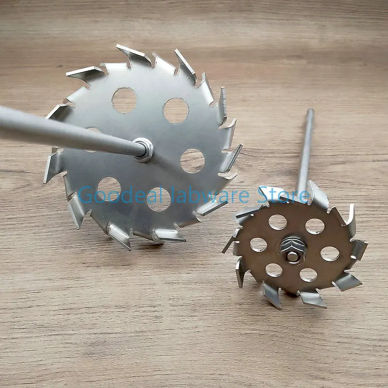 1set SUS304 Stirring Disk Dispersing Paddle with Diversion Hole Stainless Steel Sawtooth Type Dispersing Blade with Rod