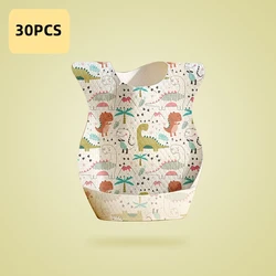 30/Set Animal World Printed Drooling Bibs Disposable Bibs For Baby Boys Girls Non woven Drooling Towel Outdoor Baby Burp Cloths