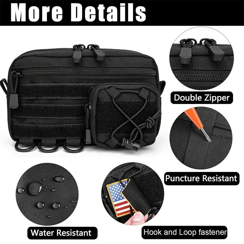

Tactical Horizontal Admin Pouch with Front Drawstring Pocket EMT Pouch EDC Utility Orgaznier Bag