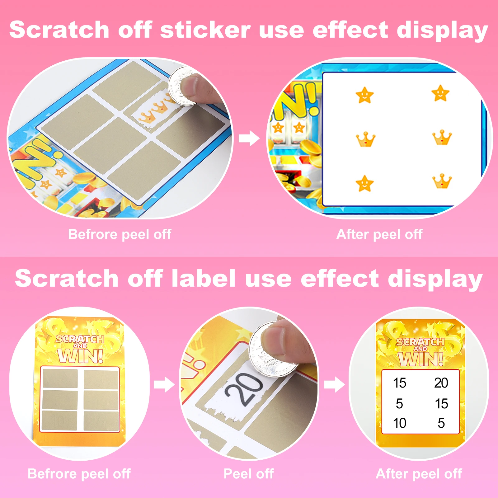 100pcs 23mmx42mm  Scratch Off Labels Sticker For Party Activity Favors Stationery Sticker  Game Favors Stationery Sticker