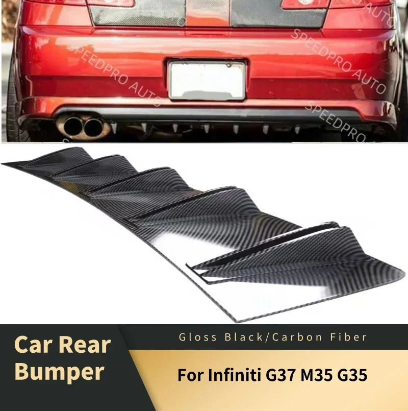 

For I-nfiniti G37 M35 G35 Rear Diffuser 5 Fins Shark Bumper Splitter Spoiler Lip Car Body Kit Accessories Carbon Fiber Black