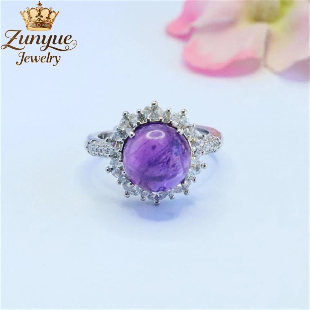 

Natural Amethyst Sunflower Ring Luxury Quality Fashion Fine Jewelry Exquisite Elegant Popular Charms Best Young Gift Handicraft
